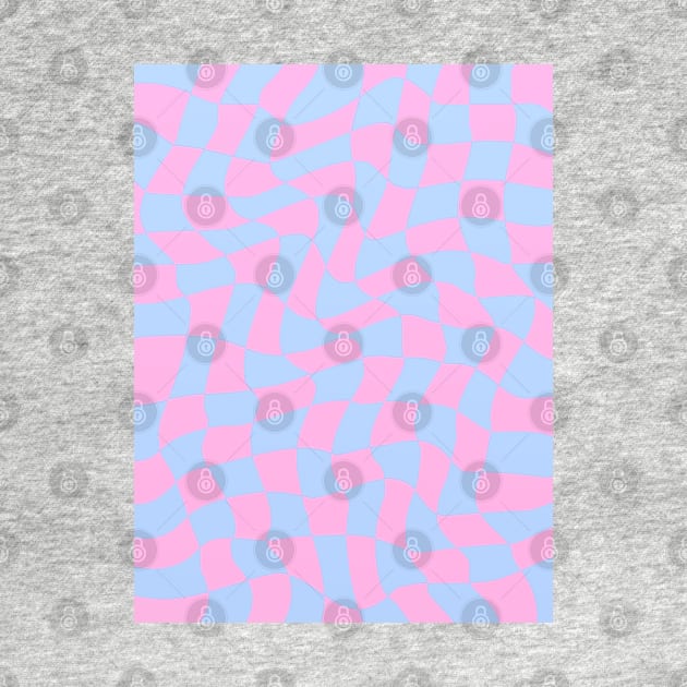 Blue and Pink Wavy Checkered Pattern by Velvet Earth